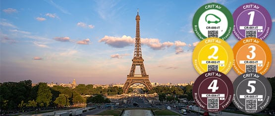 Eiffeltoren met Franse milieustickers