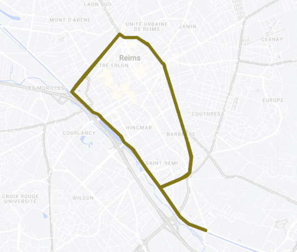 Kaart milieuzone Reims